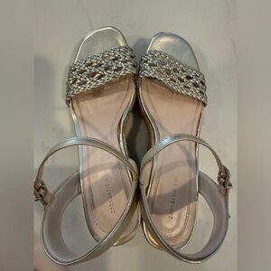 ZARA Braided Metallic Slingback Sandals.